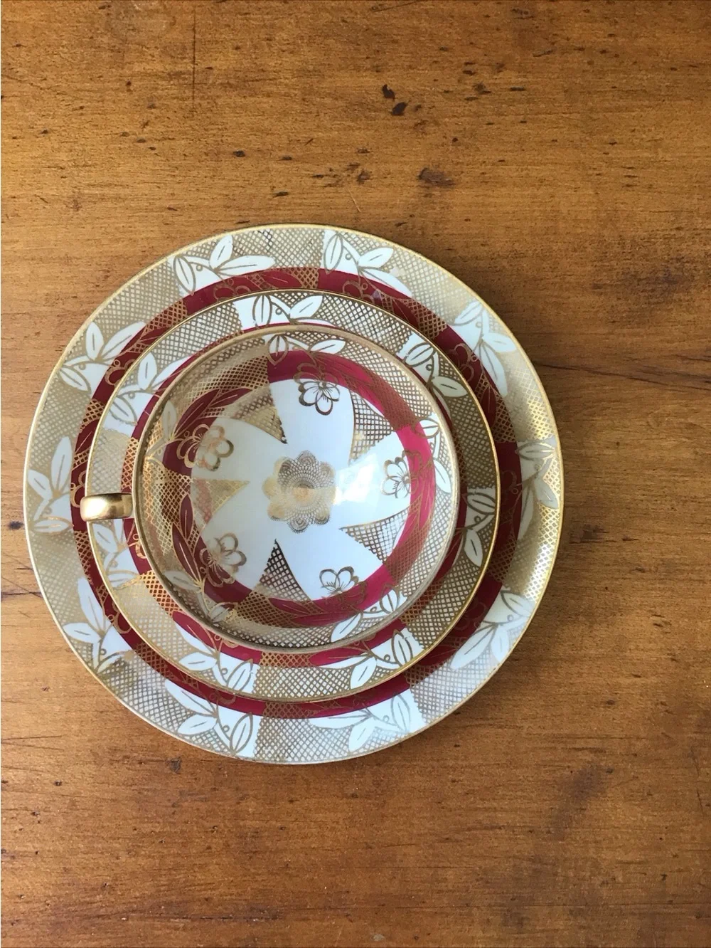 3- Piece Set Rudolph Wachter Bavaria Porcelain Tea Cup, Saucer, and Dessert Dish